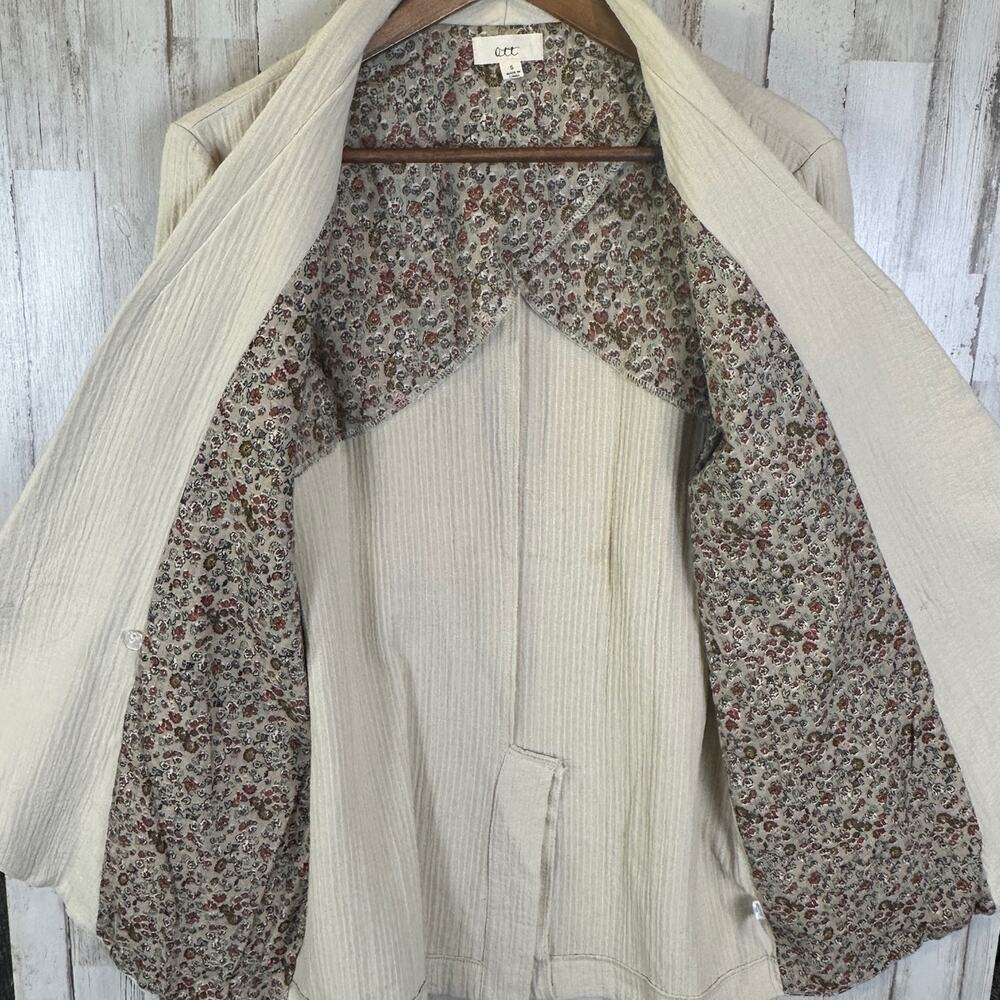 Cotton Gauze Blazer Size Small Beige Relaxed Fit Cottagecore Boho Preppy EUC - Picture 3 of 10